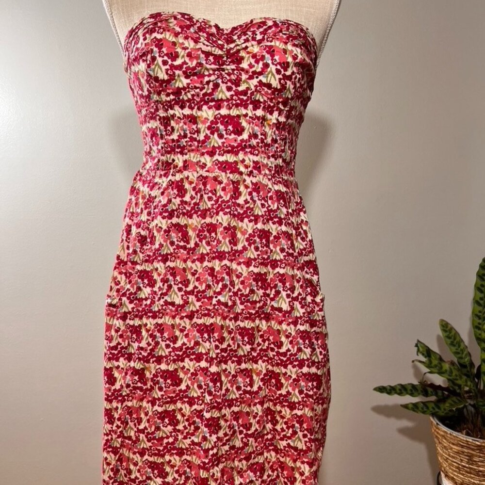 American Eagle Cottagecore Floral Mini Dress Sz 6 Corset Detail W/ Pockets